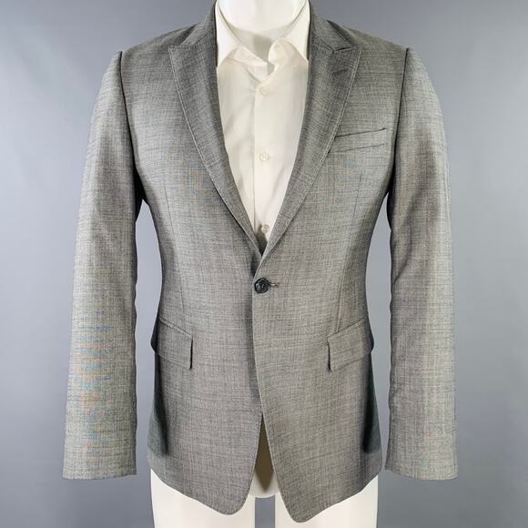 EMPORIO ARMANI Size 36 Grey Solid Wool Silk Peak LapelSuit
